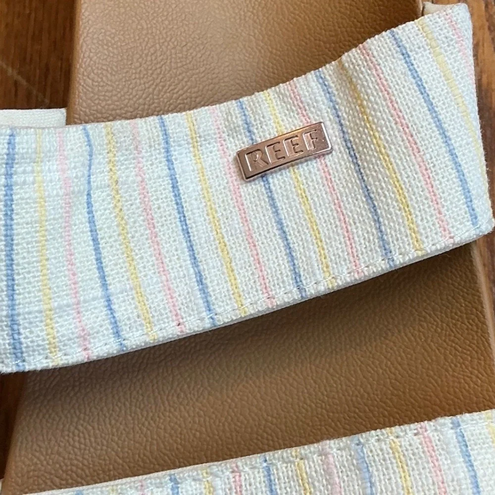 Reef Vista Hi Womens Platform Sandals Cream Pastel Striped Double Strap Slides 7